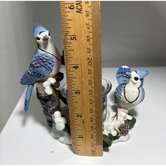 Blue Jay Christmas Candle Holder By Joelson Industries Resin Holly Berry Votive - Picture 7 of 7